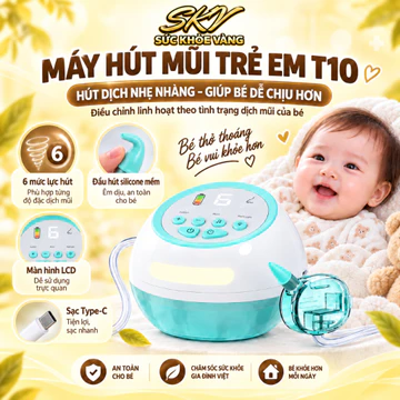 MÁY HÚT MŨI TRẺ EM T10 KHỬ TRÙNG BẰNG TIA CỰC TÍM, HÚT CHẤT NHẦY, ĐỜM, NƯỚC MŨI AN TOÀN, TIỆN LỢI