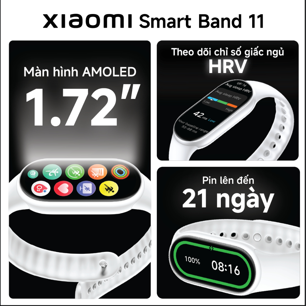 [MỞ BÁN] Đồng hồ thông minh Xiaomi Smart Band 11 | Màn hình AMOLED 1.72" | Quản lý sức khỏe đa chiều: nhịp tim, SpO₂ | BigBuy360 - bigbuy360.vn