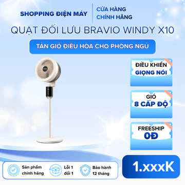 Quạt đối lưu tuần hoàn không khí Bravio Windy X10 quạt cây đứng điều khiển từ xa tản gió điều hoà cho phòng khách ngủ