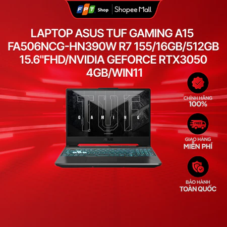 Laptop Asus TUF Gaming A15 FA506NCG-HN390W R7 155/16GB/512GB/15.6"FHD/Nvidia GeForce RTX3050 4GB/Win11