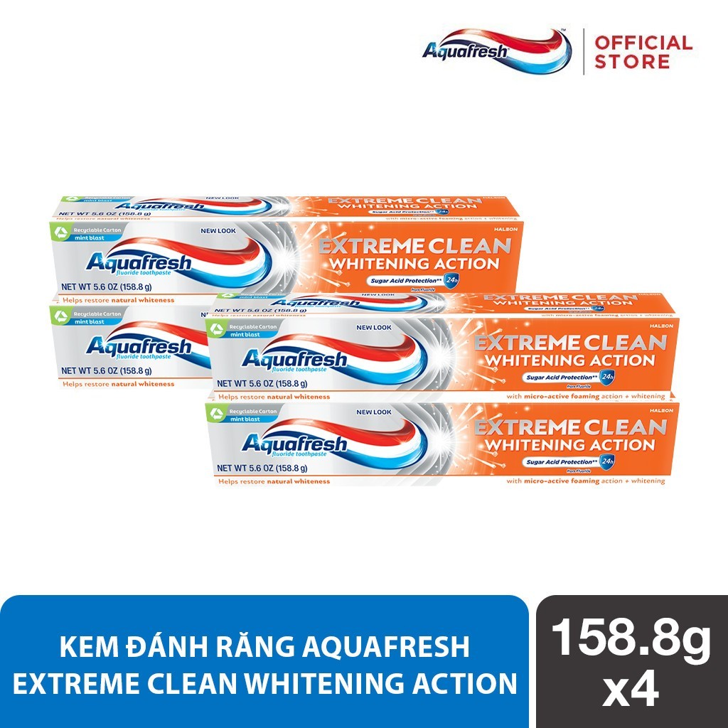 Bộ 4 Kem đánh răng Aquafresh EXTREME CLEAN WHITENING 158.7g/tuýp