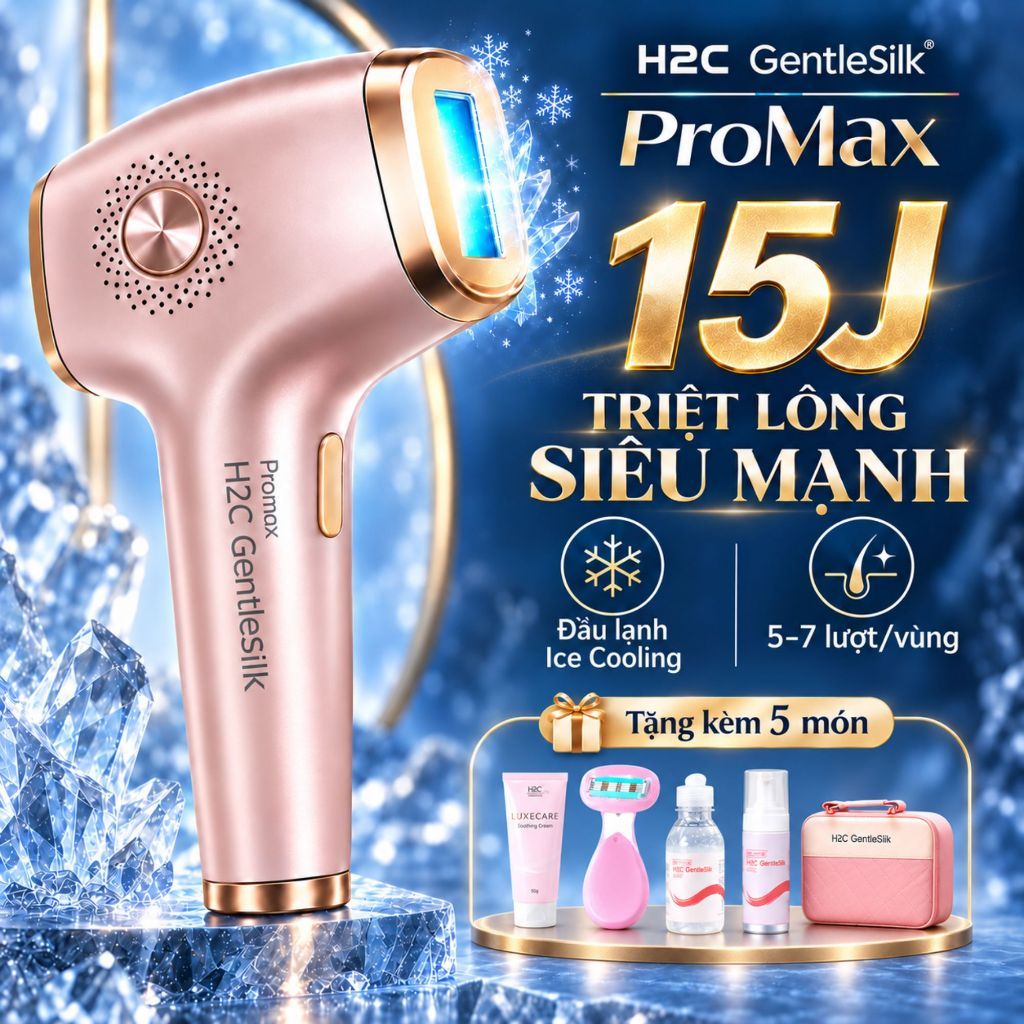 Máy triệt lông lạnh siêu cấp H2C GentleSilk ProMax - Máy triệt lông 999,999 xung Công suất cao, triệt nhanh mượt mịn