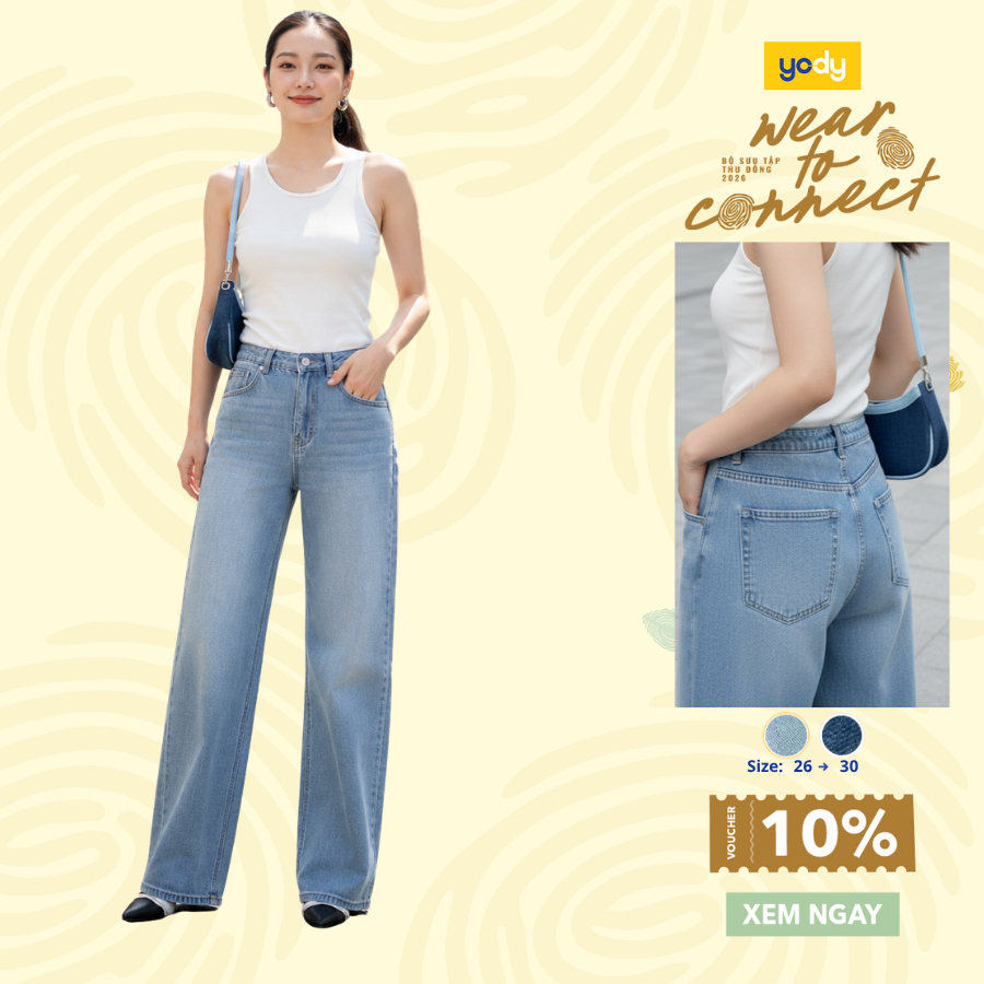Quần Jeans Nữ Yody Form Barrel Light Weight dáng suông hiện đại TRA - WCJE26A013