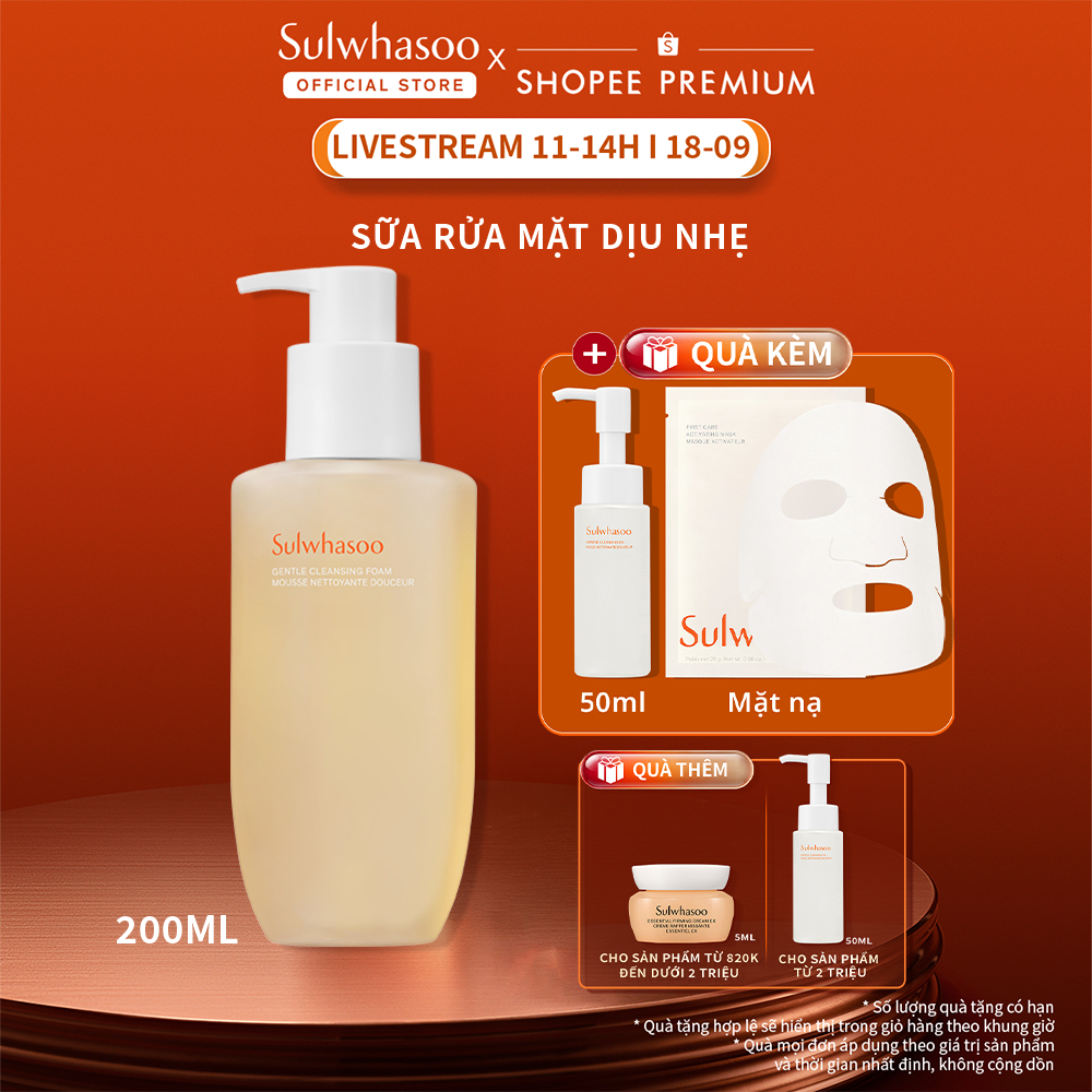 [LUCIE 18.9 11H] Sữa Rửa Mặt Tạo Bọt Dưỡng Ẩm Làm Sạch Dịu Nhẹ Sulwhasoo Gentle Cleansing Foam 200ml