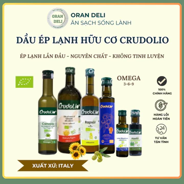 Dầu Ép Lạnh Hữu Cơ Crudolio Nhập Khẩu Ý - dầu olive, hạt cải, hướng dương, gai dầu omega 3, 6,9 9 cho bé ăn dặm