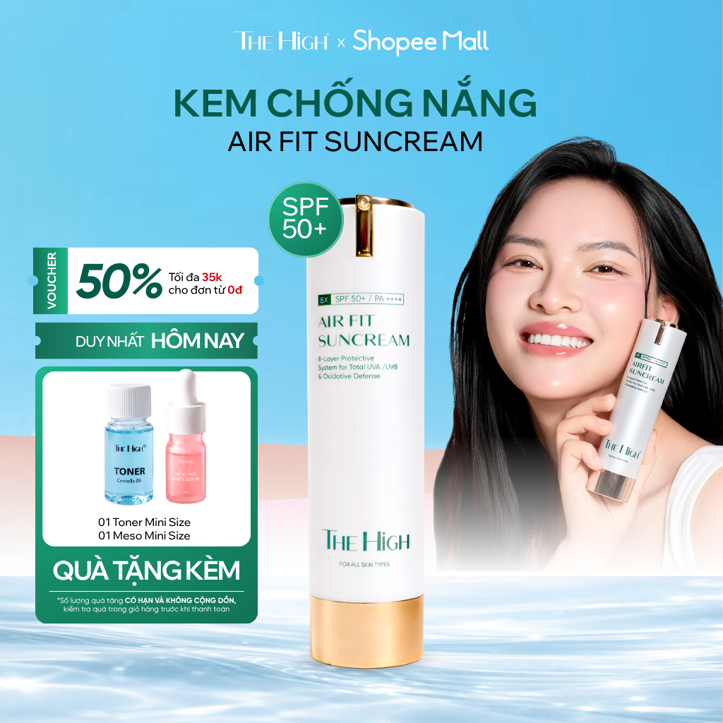 [CÓ QUÀ] Kem Chống Nắng Trang Điểm The High Airfit 40ml - Nâng Tông Đều Màu Da, Cấp Ẩm Không Để Lại Vệt Trắng
