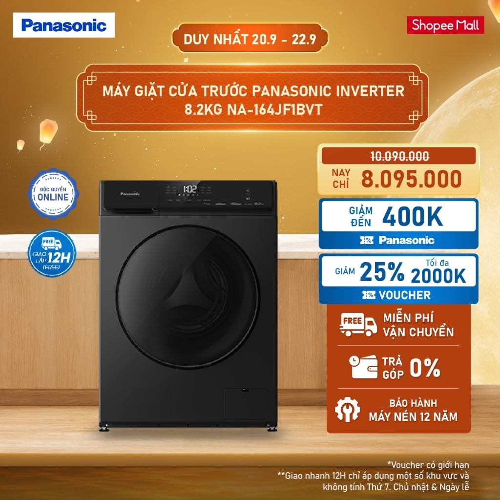 Máy Giặt Cửa Trước Panasonic Inverter 8.2KG NA-164JF1BVT