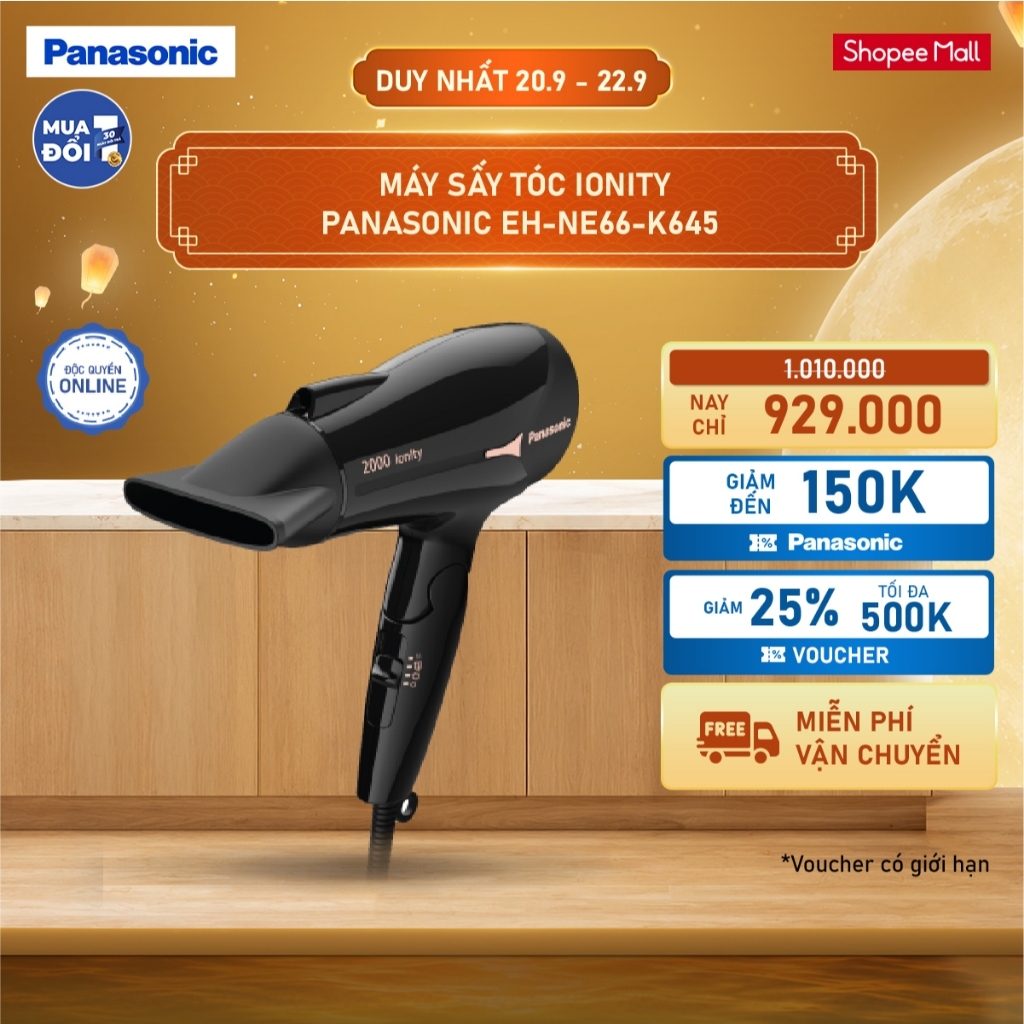 Máy Sấy Tóc Ionity Panasonic EH-NE66-K645 - Tay Cầm Gấp Tiện Lợi - BH 12 Tháng