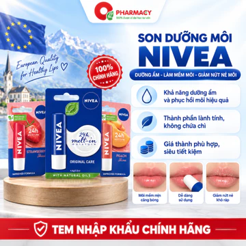 Son Dưỡng Môi Nivea Chính Hãng Dưỡng Ẩm Môi Khô, Giảm Khô Nứt Nẻ, Làm Mềm Môi, Chống Khô Môi