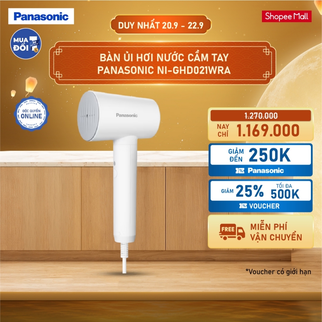 Bàn ủi hơi nước cầm tay Panasonic NI-GHD021WRA 1300W - Hàng chính hãng