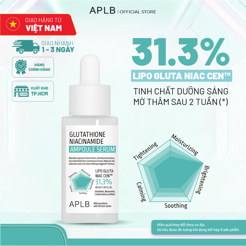 APLB Serum Dưỡng Trắng Da Cao Cấp APLB Glutathione Niacinamide Ampoule Serum 40ml