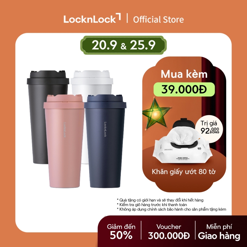 Bình giữ nhiệt Lock&Lock Energetic one-touch thép không gỉ 316L 550ml và 400ml - LHC3249 (4 màu)
