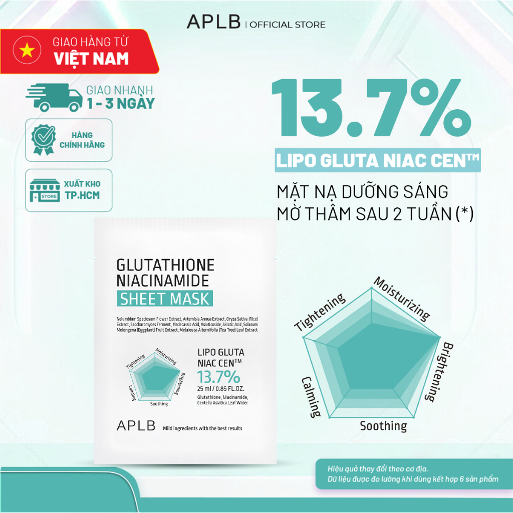 APLB Mặt nạ dưỡng trắng sáng da cao cấp APLB Glutathione Niacinamide  thu nhỏ lỗ chân lông