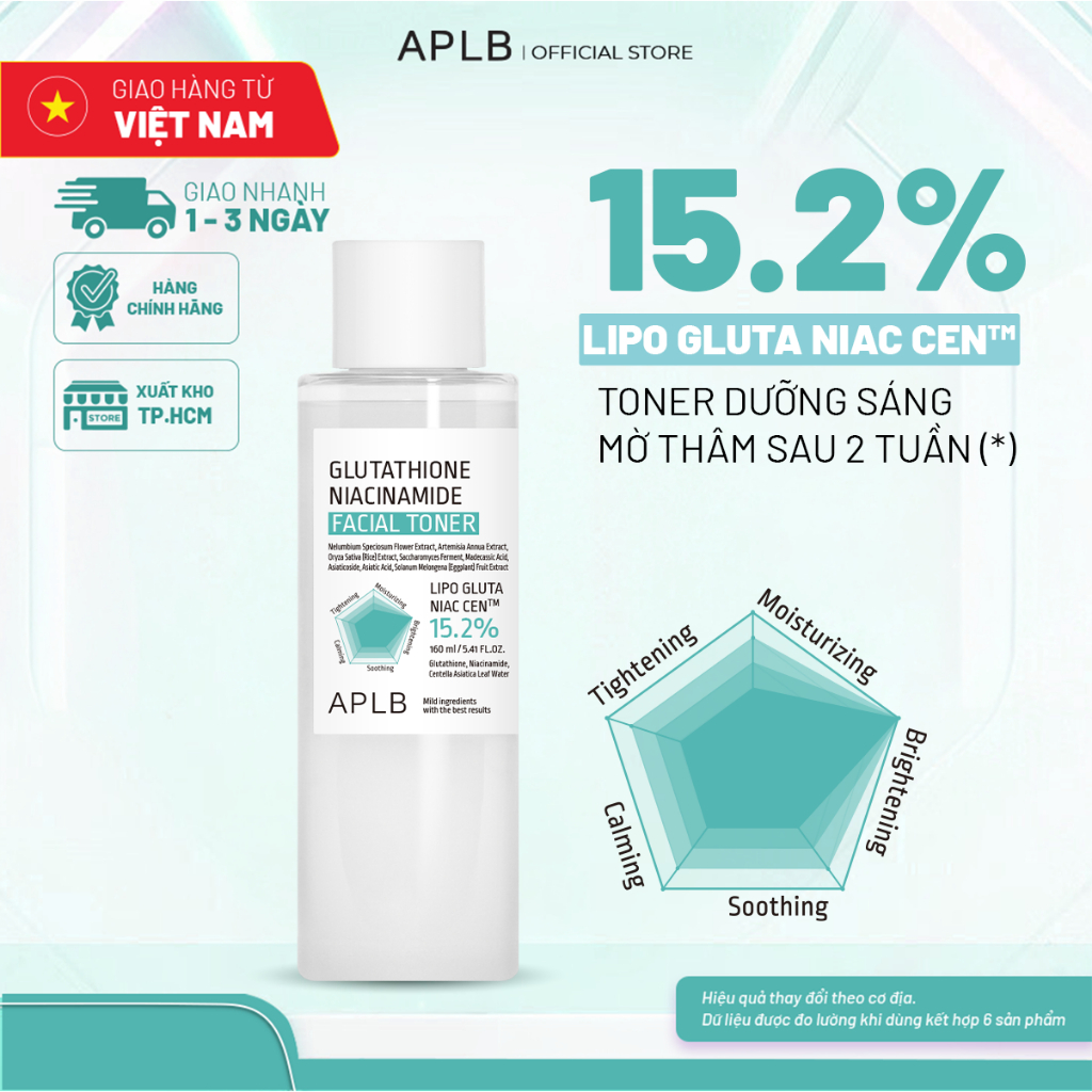 APLB Toner dưỡng trắng da cao cấp 160ml APLB Glutathione Niacinamide Facial Toner thu nhỏ lỗ chân lông
