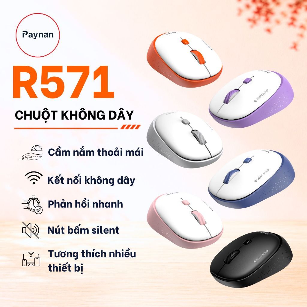 Chuột không dây Meetion R571 chống ồn thiết kế nhỏ gọn pin rời AA sử dụng hơn 6 tháng