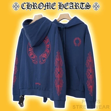 ⚡️[Hight Quality] - Áo Hoodie Chrom Heart Red Floral Navy Horseshoe, Áo hoodie CH, áo hoodie nỉ nam