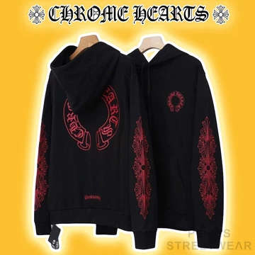 ⚡️[Hight Quality] - Áo Hoodie Chrom Heart Red Floral Black Horseshoe, Áo hoodie CH, áo hoodie nỉ nam