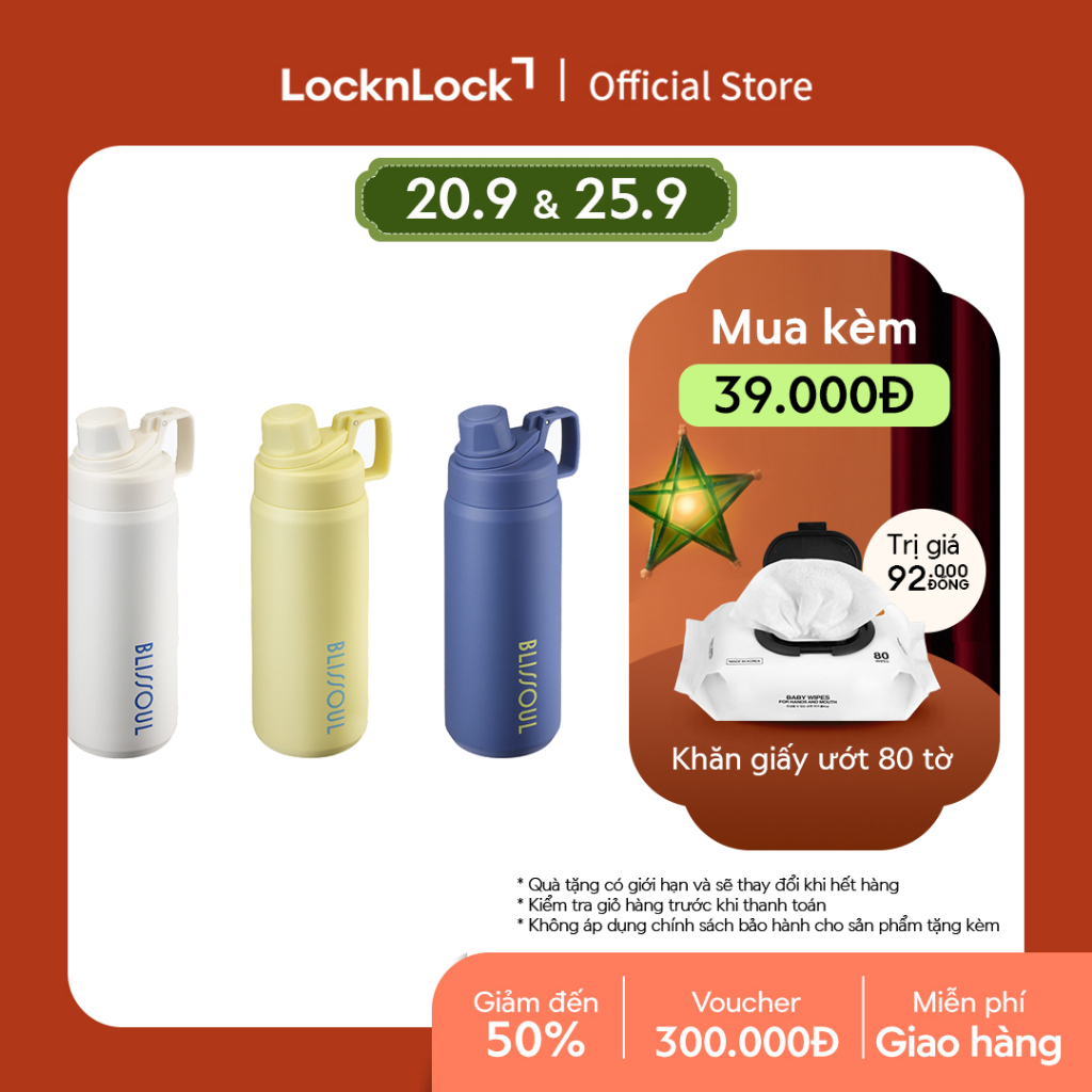 Bình giữ nhiệt LocknLock Blissoul Ultra- Light Active Tumbler LHC4458 thép không gỉ 316 dung tích 700ml