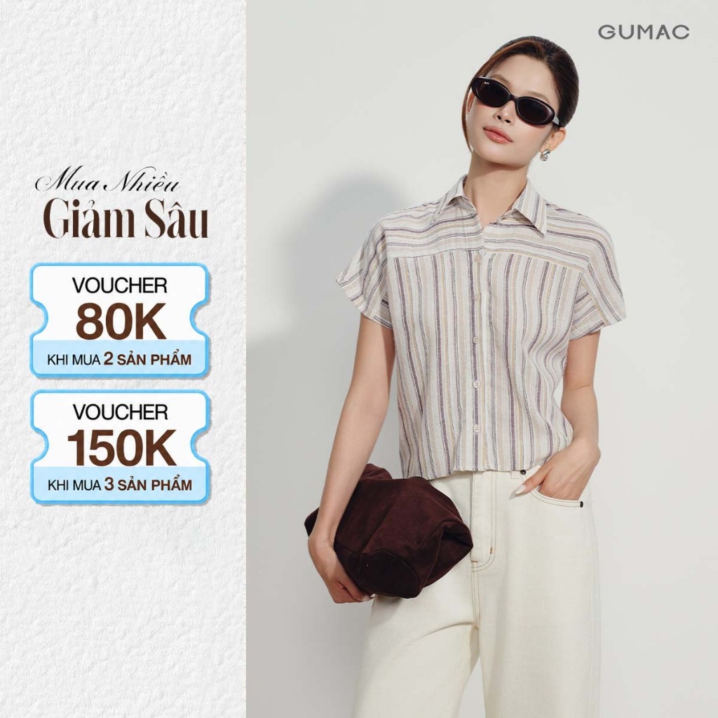 Áo Sơ Mi Nữ GUMAC Form Boxy Tay Cánh Dơi Kiểu Rã Ngang Ngực Cách Điệu Trẻ Trung LAG08036