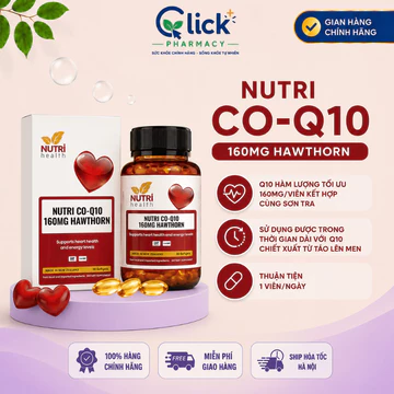 Viên uống bổ tim Nutri CoQ10 Nutri Health hỗ trợ các bệnh tim mạch, giảm nguy cơ xơ vữa động mạch và làm tan máu đông