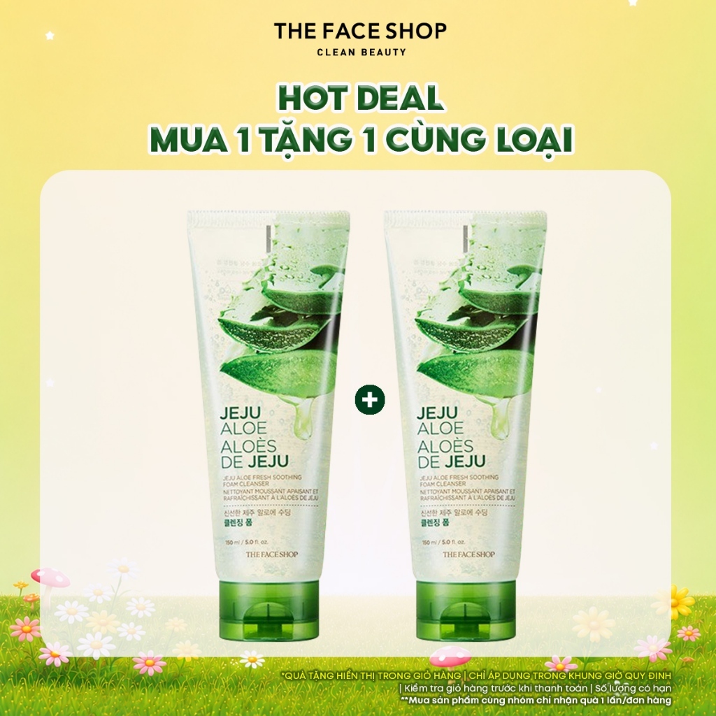 [FS] Combo 2 Sữa Rửa Mặt Làm Mịn Da THE FACE SHOP Jeju Aloe Fresh 150ml