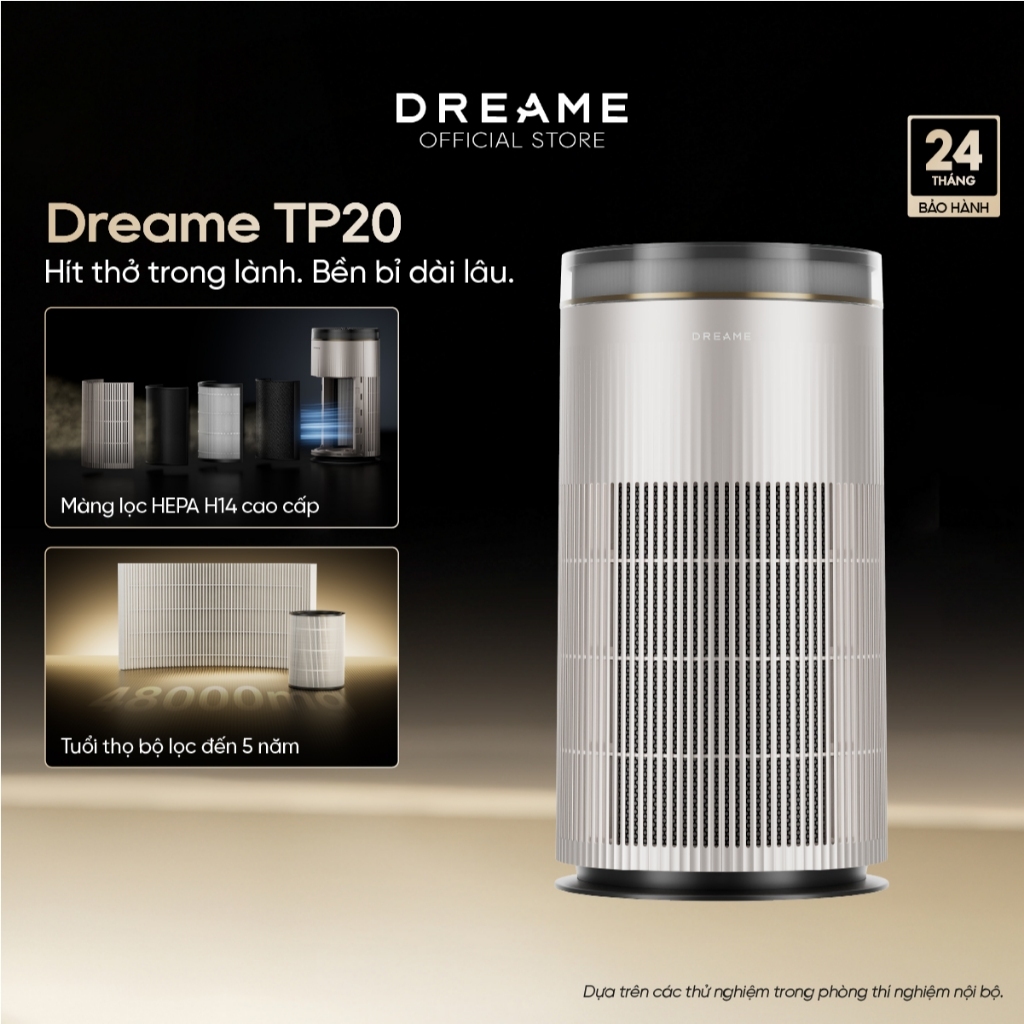 Dreame TP20 Máy lọc không khí & formaldehyde | Màng lọc HEPA H14 Cao Cấp | Tuổi thọ màng lọc đến 5 năm | BH 24 tháng