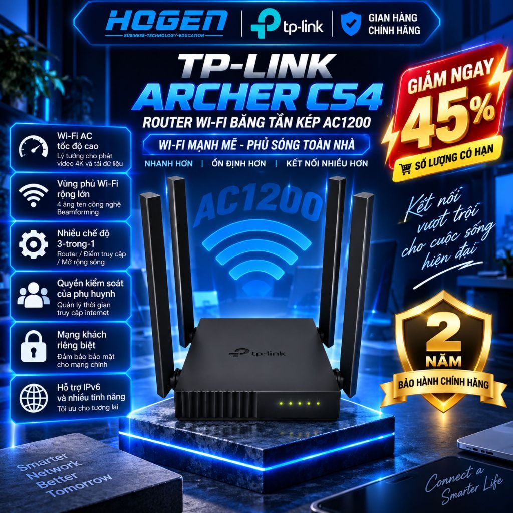 [TP-Link] Bộ Phát Wifi Archer C50/ C54/ C64/ C86- Tốc Độ Cao, Băng Tần Kép Chuẩn AC, Độ Trễ Thấp