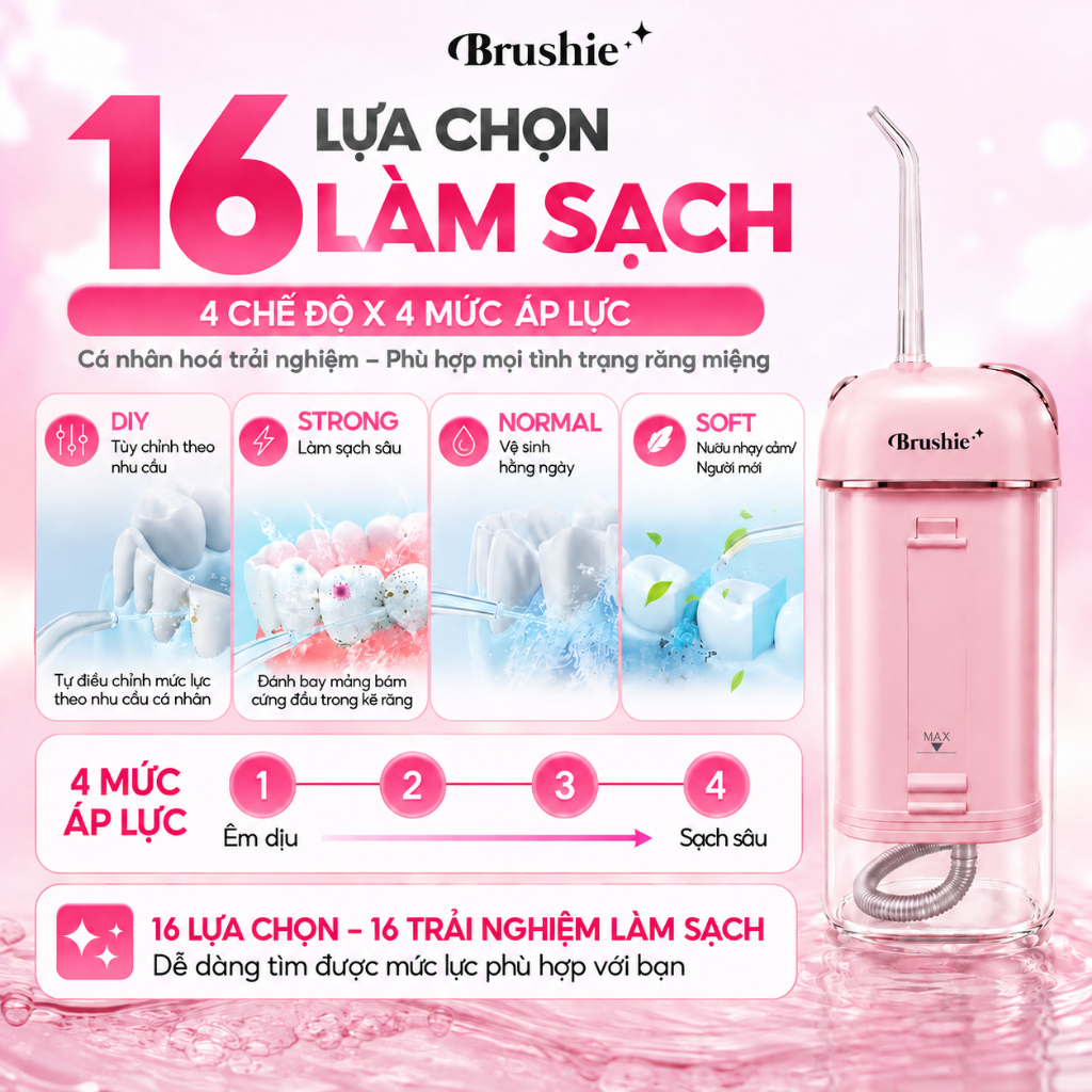 [ShopeeVIP] Tăm Nước Brushie Ultra Clean 16 Chế Độ Làm Sạch, Flossie Gấp Gọn Du Lịch, SVIP | BigBuy360 - bigbuy360.vn