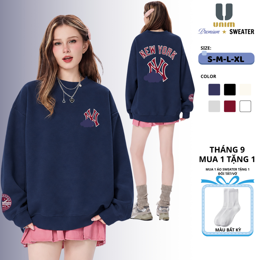 [Siêu tốc 4H HN] Áo Sweater NY LA Unisex Nhiều Màu Nỉ 2 Da Cotton Cao Cấp Form Rộng Nam Nữ Unim Store SW06