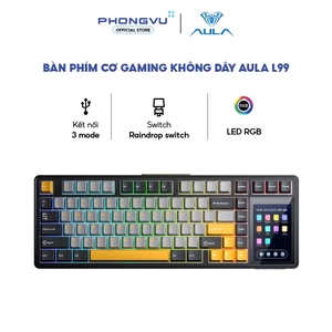 Bàn phím cơ Gaming không dây AULA L99, Raindrop switch (Đen + xám + vàng) - Bảo hành 24 tháng