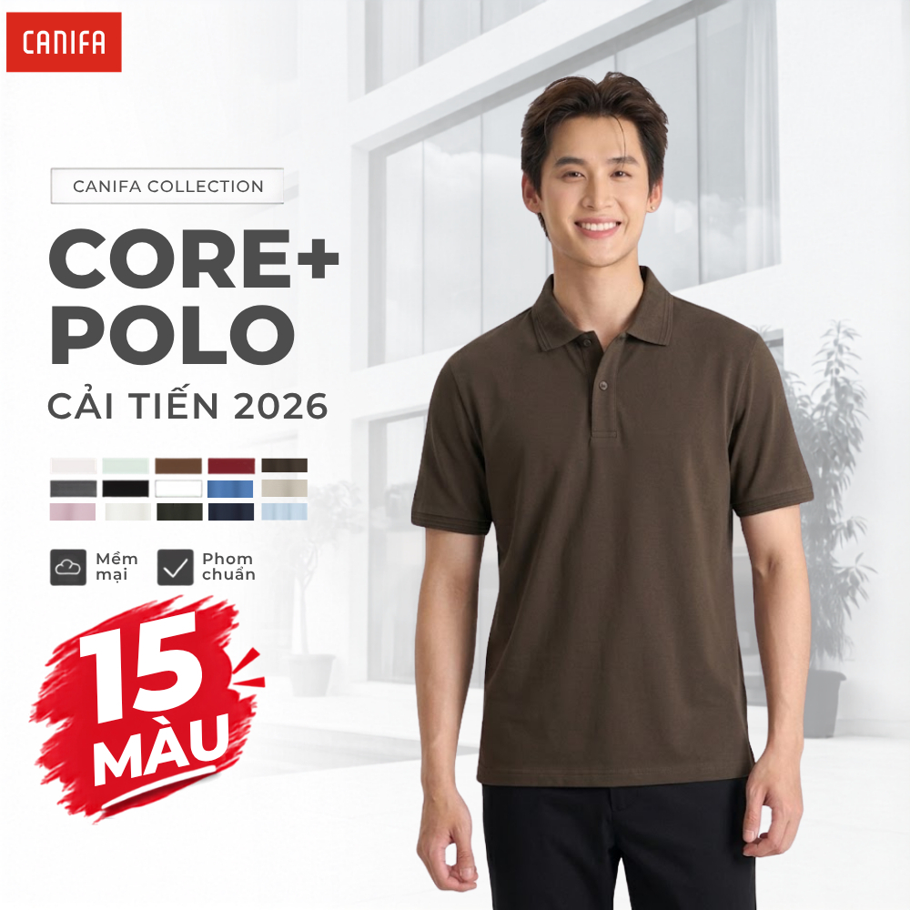 Áo polo nam CANIFA áo polo trơn basic công sở phom regular  co giãn thoải mái 8TP26A006