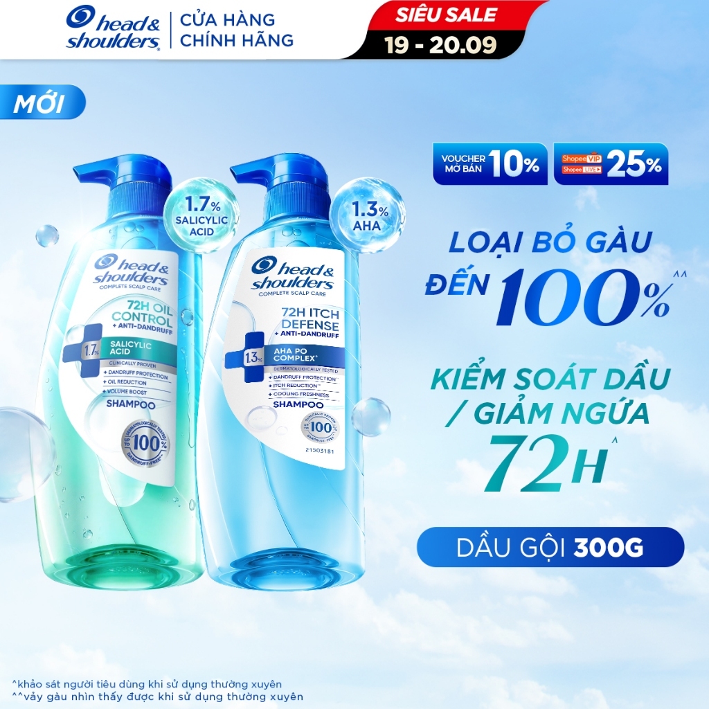 [MỚI] Dầu Gội HEAD & SHOULDERS 72 GIỜ Kiềm Dầu/ Giảm Ngứa Da Đầu Và Làm Sạch Gàu Vượt Trội - Chai 300g | BigBuy360 - bigbuy360.vn