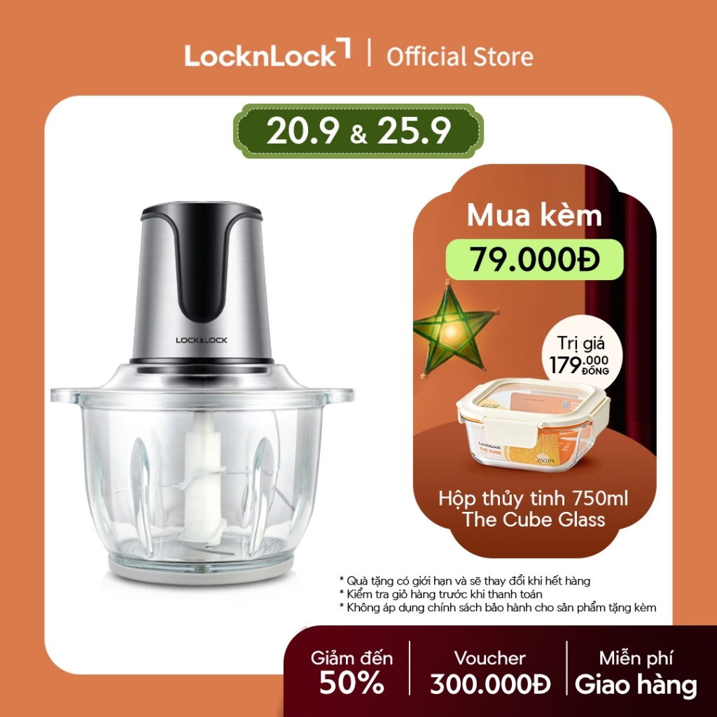 Máy xay thịt bằng thủy tinh Lock&Lock dung tích 2L công suất 300W - EJM171
