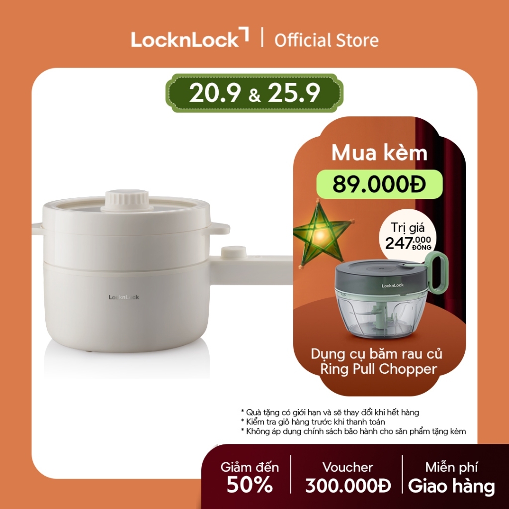 Nồi điện đa năng Lock&lock Electric multi pot 1.5L màu ngà EJP436IVY