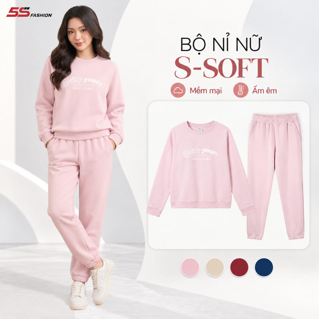 [GIÁ MỞ BÁN] Bộ Quần Áo Nỉ Nữ 5S FASHION S-SOFT Chất Vải Hai Da Mềm Mịn, Thiết Kế Trẻ Trung WBNI2601