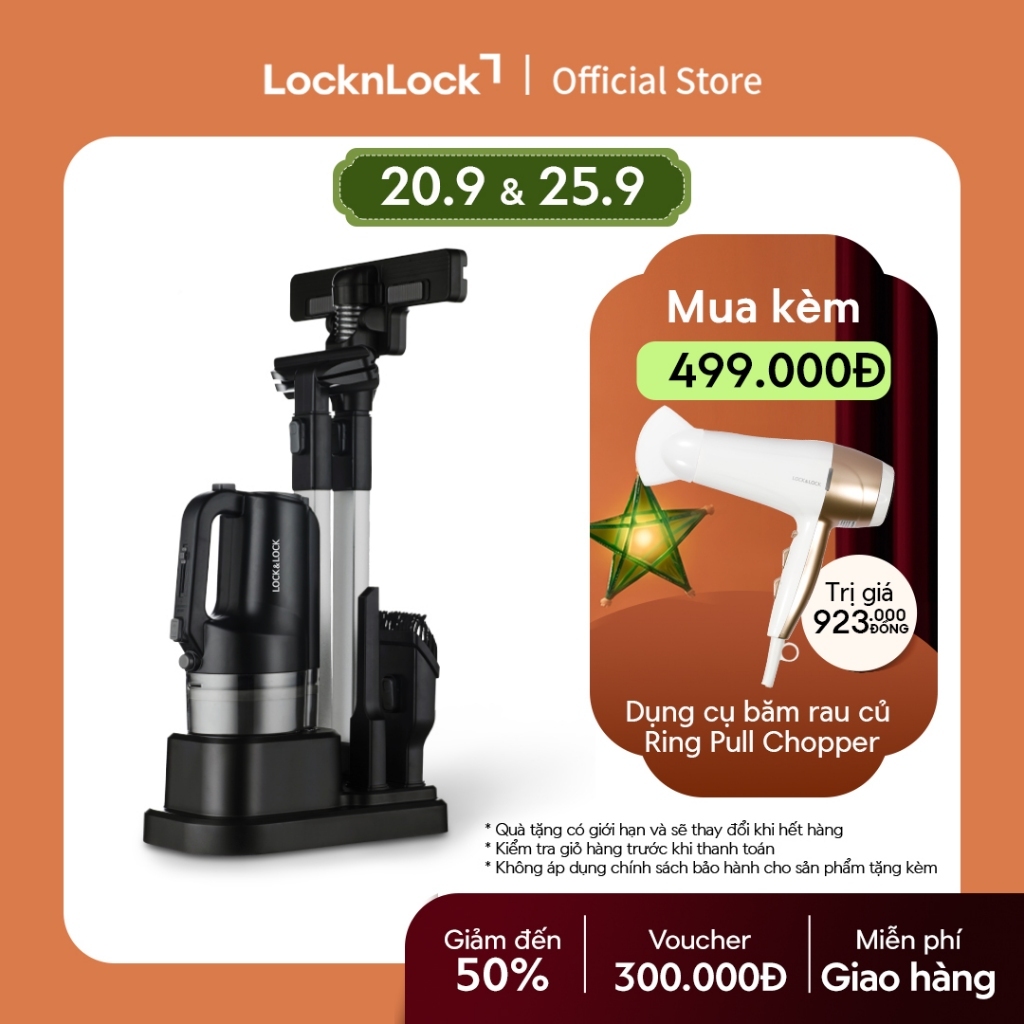 Máy hút bụi Lock&Lock 0.4L, 400W, 220V, 50Hz - Màu đen ENV336BLK (có dây)