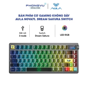 Bàn phím cơ Gaming không dây AULA NOVA75 (Dream Sakura Switch) - Bảo hành 24 tháng