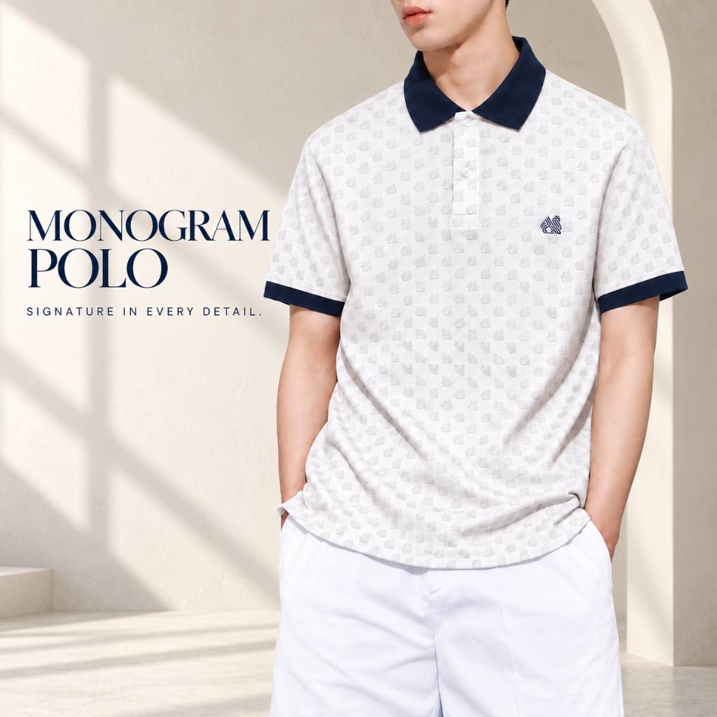 Áo Polo Nam TORANO MONOGRAM POLO Cotton Thoáng Khí, Co Giãn Êm Mềm, Thiết Kế Bo Kẻ Hiện Đại GSTP051