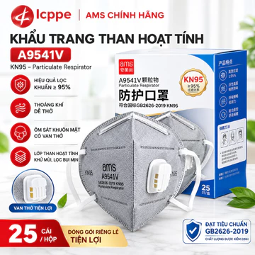 Combo 25 chiếc khẩu trang than hoạt tính 9542V/9541V lọc bụi công nghiệp, bụi mịn đeo cổ/đeo tai