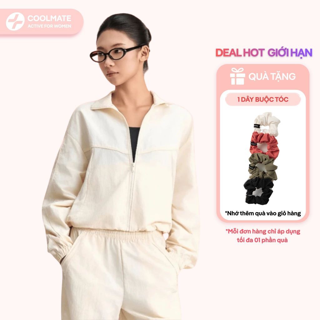 [TẶNGDÂYBUỘCTÓC] Áo khoác gió thể thao Nữ Track Jacket Windbreaker khoá kéo - Coolmate Active For Women