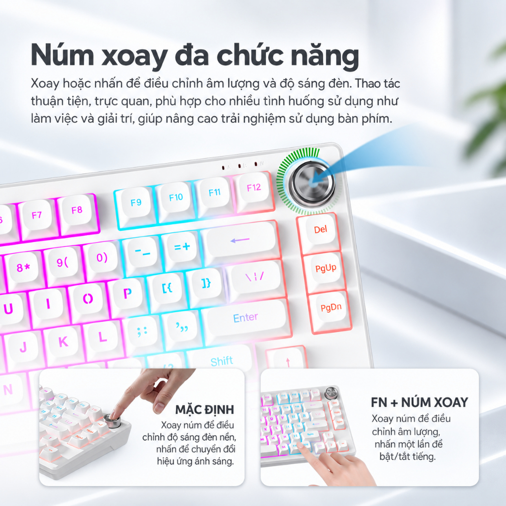 Bàn Phím Màng FURYCUBE IP75 Có Dây – RGB, Keycap PBT, Có Núm Xoay, Gaming & Văn Phòng, Win/macOS | BigBuy360 - bigbuy360.vn