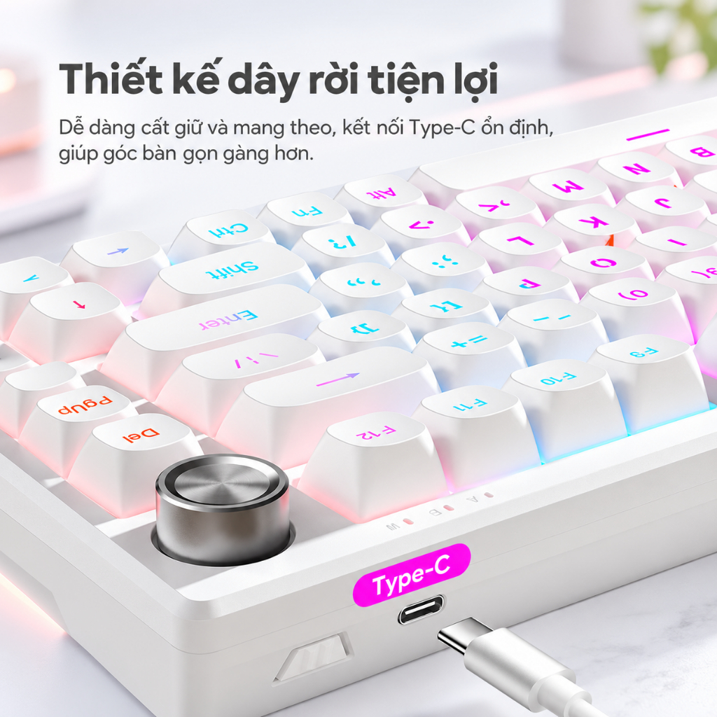 Bàn Phím Màng FURYCUBE IP75 Có Dây – RGB, Keycap PBT, Có Núm Xoay, Gaming & Văn Phòng, Win/macOS | BigBuy360 - bigbuy360.vn
