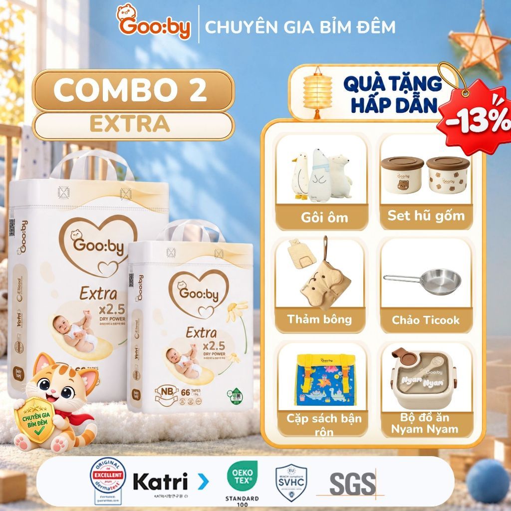 [Kèm quà] Combo 2 bịch Gooby Quần siêu mỏng mềm, thấm hút tốt size M/L/XL/XXL/XXXL cho bé từ 6kg-25Kg