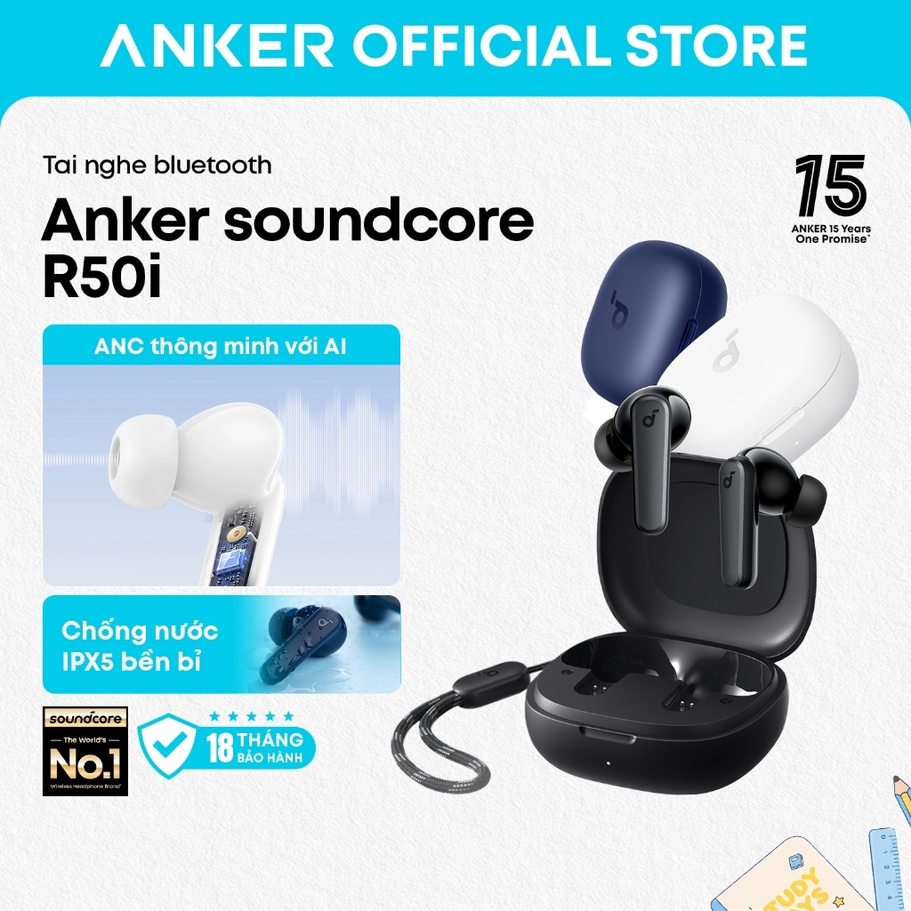 Tai nghe bluetooth Anker soundcore R50i, thời lượng phát tới 30H, nghe gọi rõ ràng và âm trầm cao, chống nước IPX5 | BigBuy360 - bigbuy360.vn