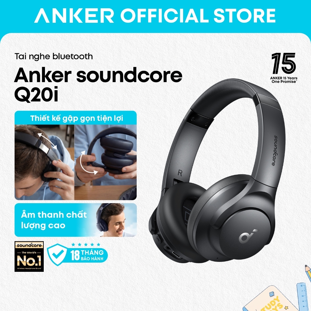 Tai nghe Bluetooth chống ồn Anker soundcore Q20i - Âm thanh chất lượng cao, đeo thoải mái, pin lâu tới 40H | BigBuy360 - bigbuy360.vn