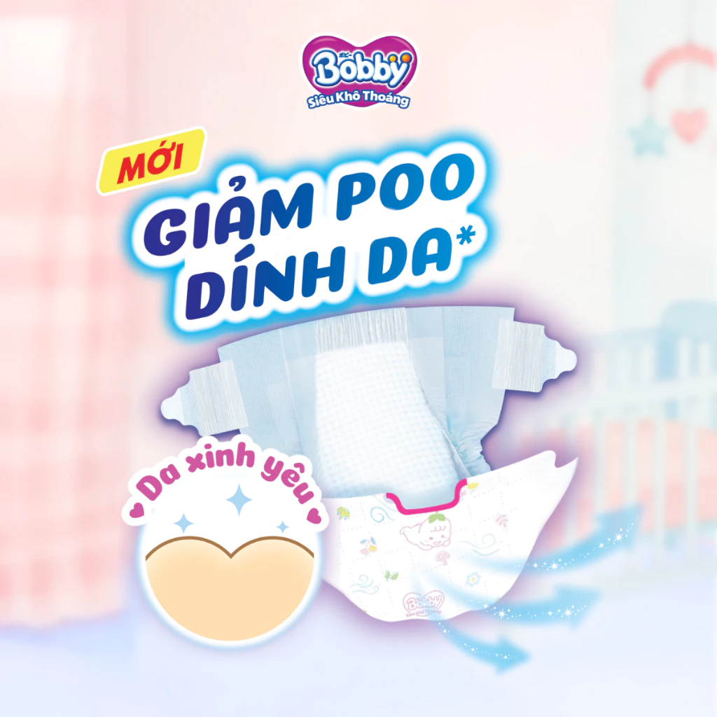 Tã dán Bobby S80 M76 L68 XL62 XXL56 Giảm Poo Dính Da
