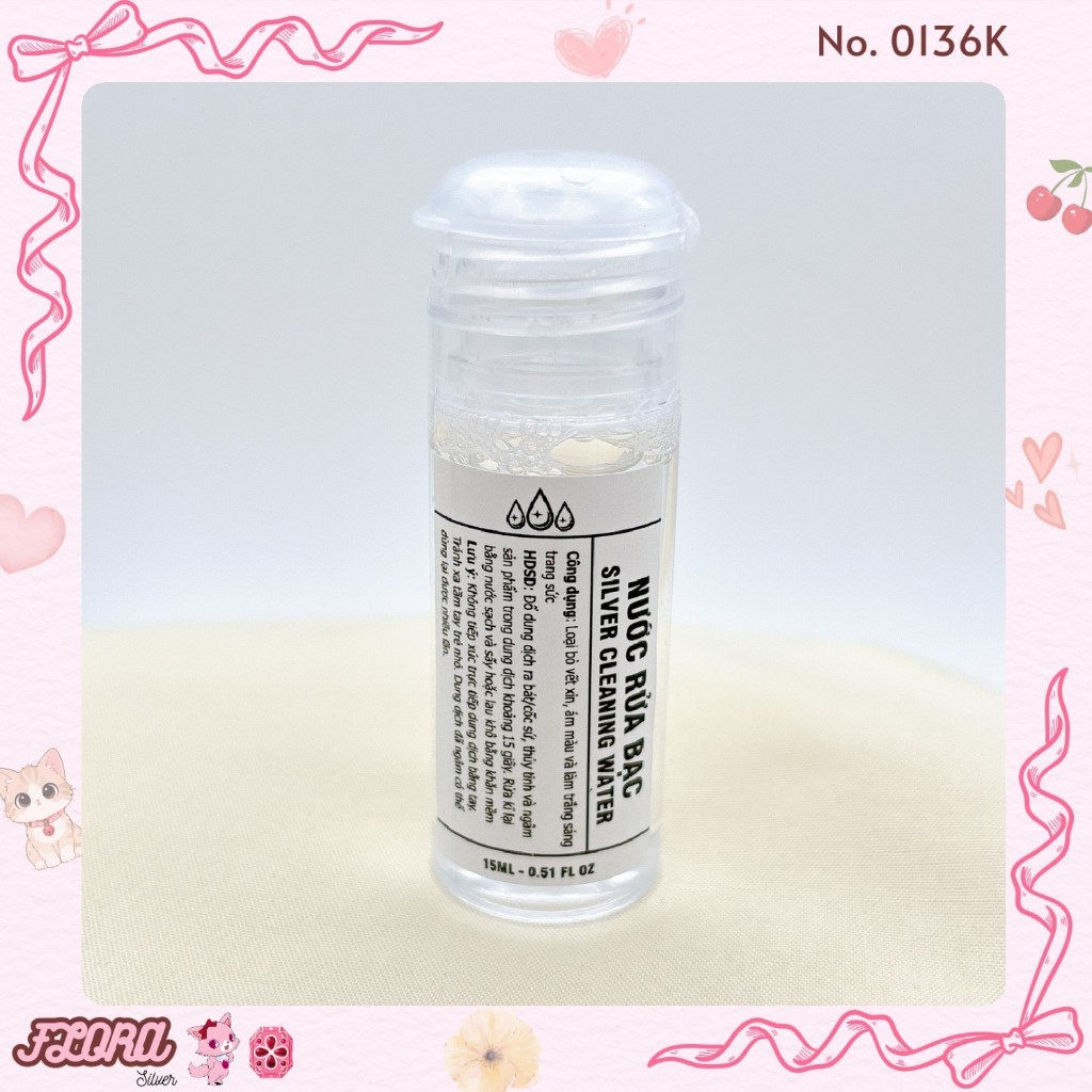 FLORA 0136K - Nước rửa bạc, làm sạch bạc, làm sáng trang sức bằng bạc mini dành cho trang sức bạc