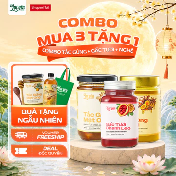 [Combo Tắc-Nghệ-Gấc] Lạc Yên Foods Gồm Tắc Gừng Mật Ong 450 + Nghệ Mật Ong 380 + Gấc Chanh Dây 600