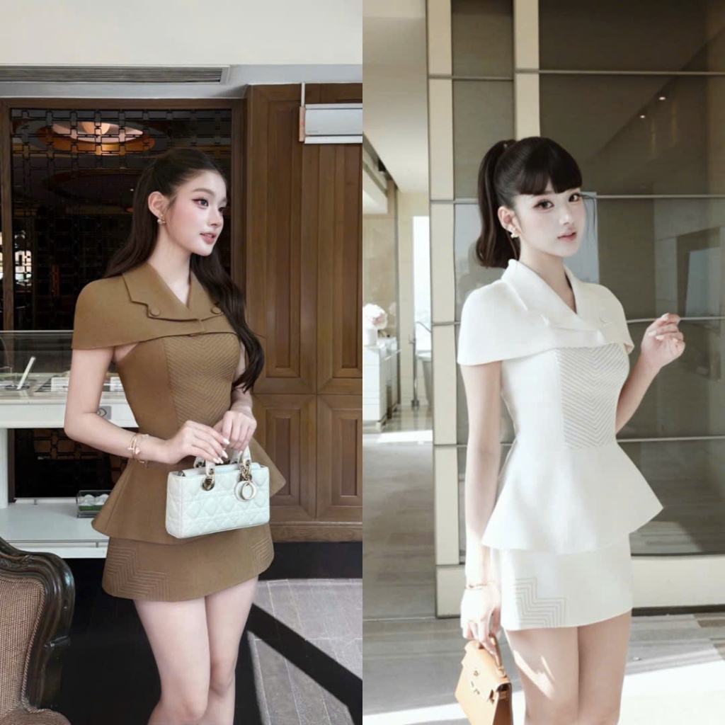 Set Áo 2 Dây Kèm Choàng Phối Chân Váy Dáng A Sang Trọng Thanh Lịch