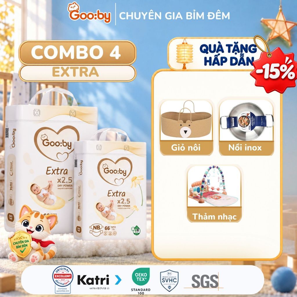 [Kèm quà] Combo 4 bịch bỉm quần Gooby siêu mỏng, mềm mại, thấm hút tốt đủ size M,L,XL,XXL,XXXL